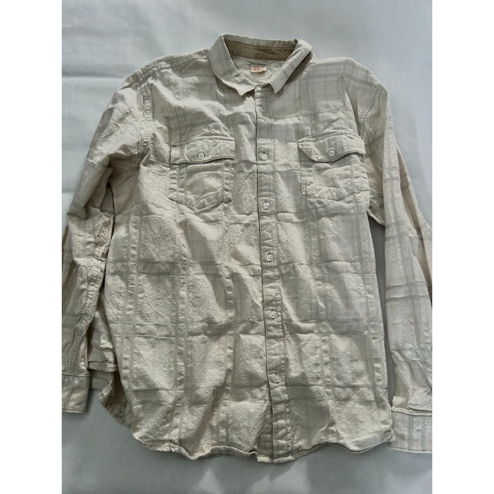 Carbon 2 Cobalt Shirt Mens Size XL Cream Beige Tan Button Long Sleeve Chore Boho